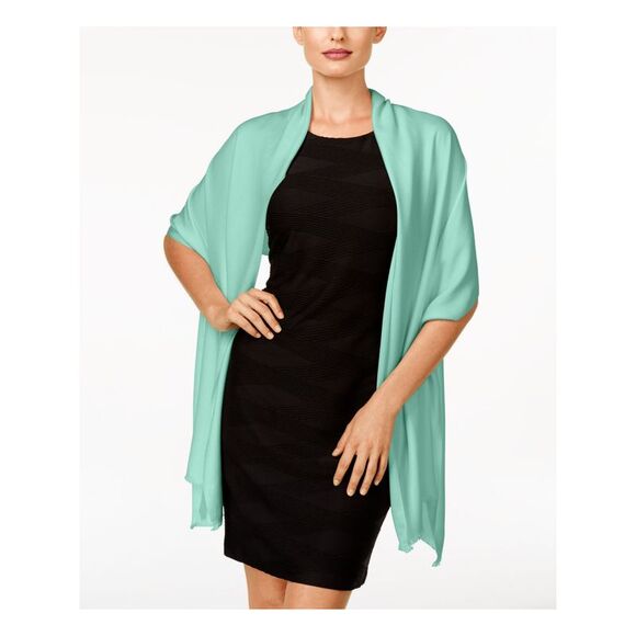 NWT INC Womens Green Satin Fringed Wrap - Picture 1 of 2